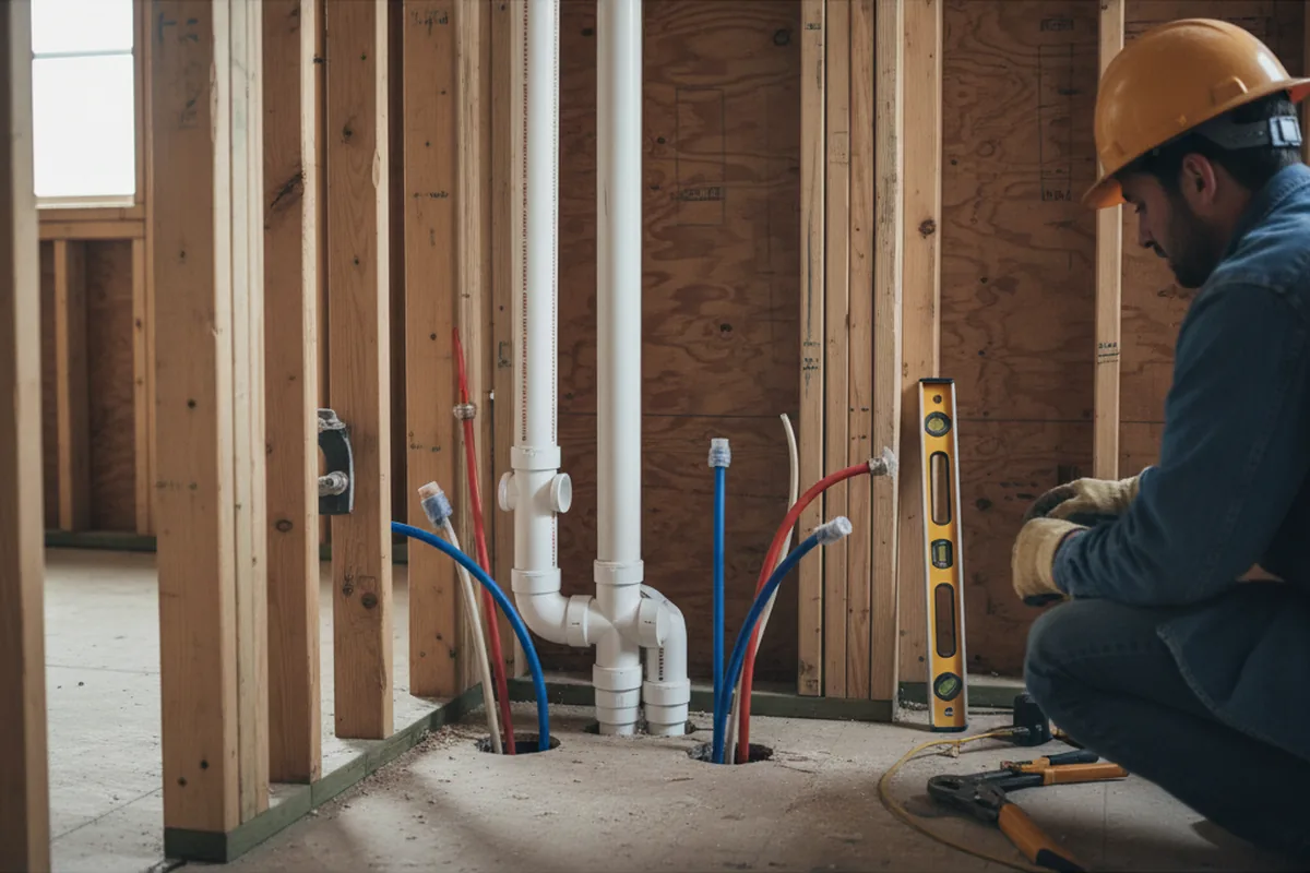 Drain and supply rough-in during Drain Cleaning in Whitesboro