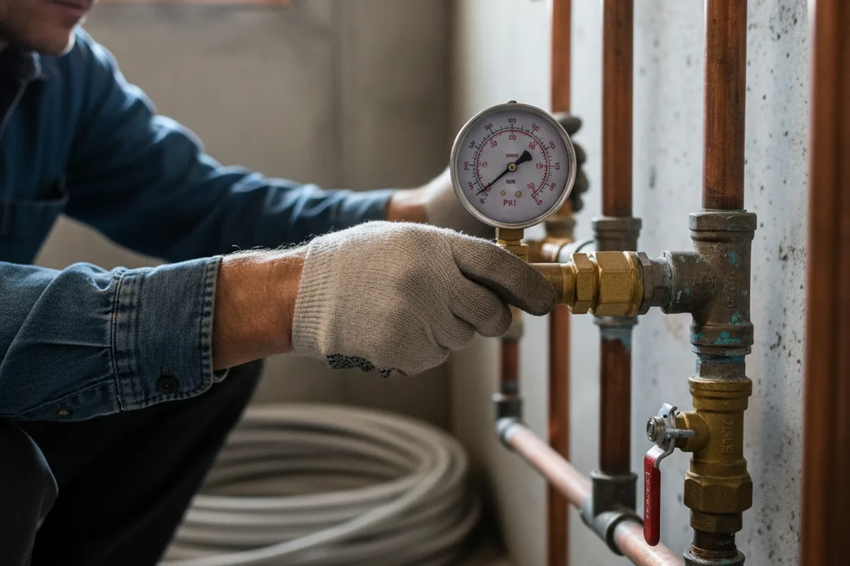 Pressure testing a repaired line during Water Line Repair in Whitesboro